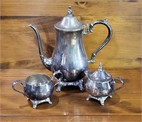 Oneida Silverplate Teapot w/Cream & Sugar