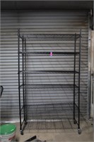 Rolling Black Metal Wire Shelf,82x47x18"