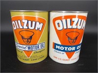 LOT (2) Oilzum Motor Oil Quart Cans