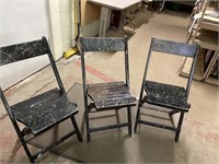 3 Vintage Wood Fold Up Chairs