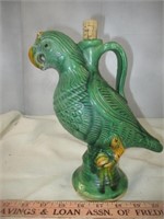 Hand Painted Clay Parrot Vintage Liquor Decanter