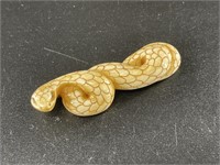 Mammoth ivory netsuke of a snake, very detailed 2"