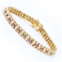Plated 18KT Yellow Gold 2.05ctw Amethyst and Diamo