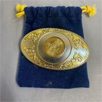 Sacagawea Delaware $1 Coin Wolf Turtle Belt Buckle