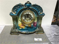 Vintage Germany La Orb porcelain mantel clock,blue