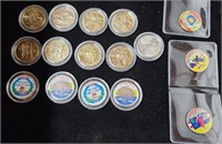 Lot of Gold plated and painted State Quarters.
