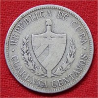 1915 Cuba Silver 40 Centavos