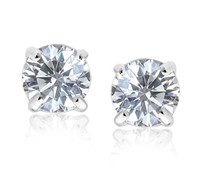 14k Wgold Round .20ct White Topaz Stud Earrings