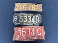 1931, 1936-37, & 1946 Wisconsin License Plates