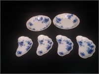 (2) Flow Blue Bowls & (4) Flow Blue Side Plates