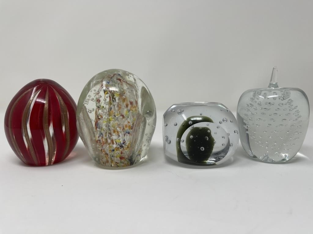 4 Glass Paperweights Kraft & Murashi