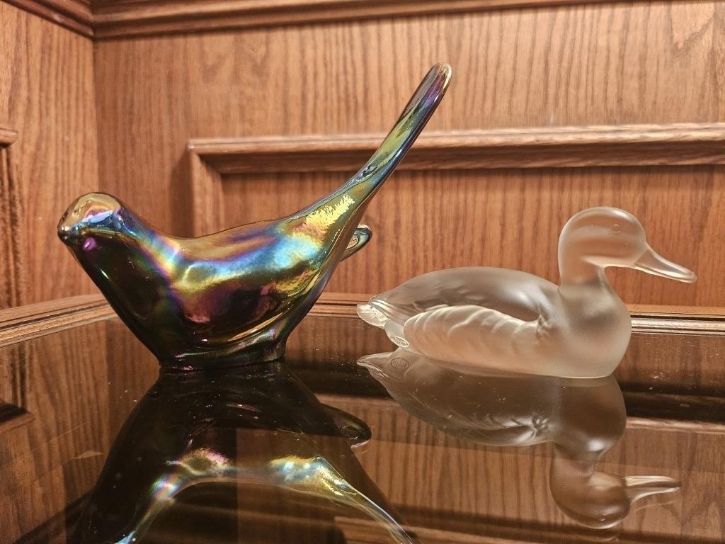 Vtg Fenton Carnival & Frosted Glass Birds