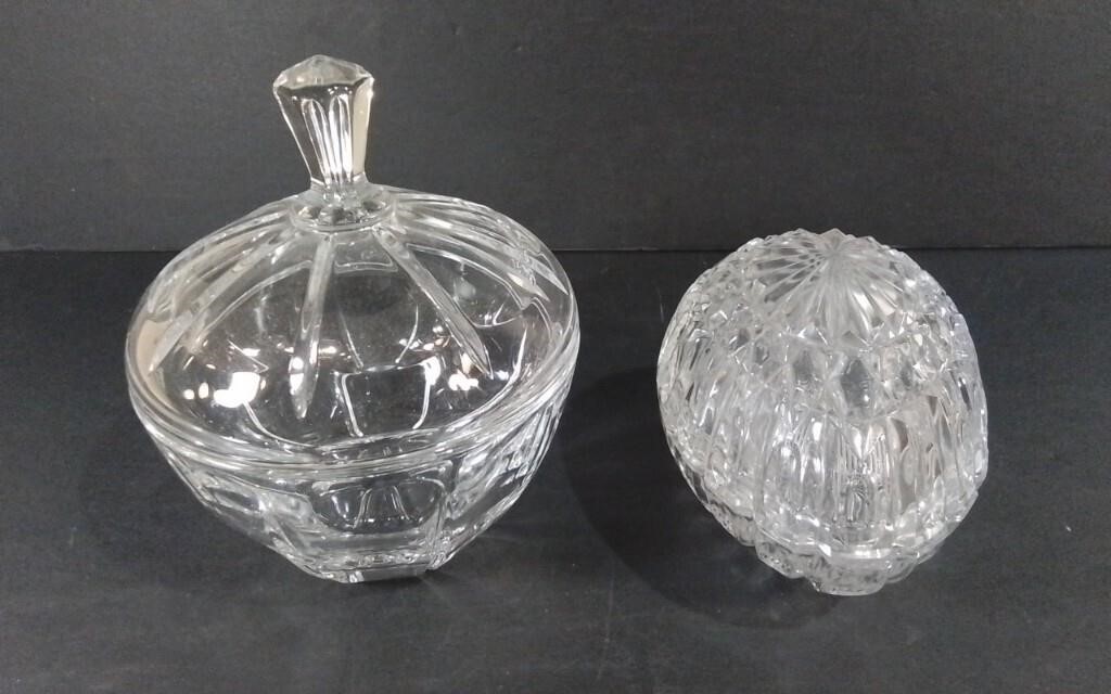 Two Lidded Crystal Bowls