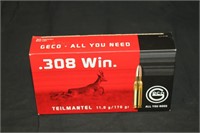 Geco .308 Win. 170 G. Soft Point Ammo - Full Box