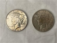 Two 1923 Peace Dollars