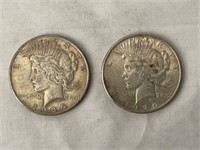 Two 1925 Peace Dollars