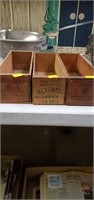 3 small wooden cheese boxes