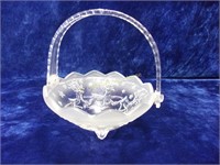 Holiday Glass Basket with Plastic Handle