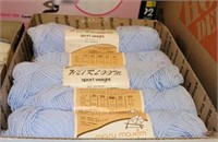 MARY MAXIM HEIRLOOM SPORT WT BLUE YARN, 6 SKEINS