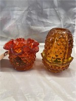 Fenton Hobnail Candle Holder & Small Vase