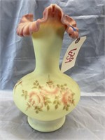 Fenton Hand Painted Burmese Vase