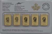 RCM 1/2 ozt Gold on Card (5- 1/10th ozt)