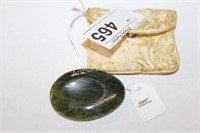 VINTAGE POLISHED DARK GREEN JADE WORRY STONE