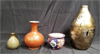 Group of ceramic vases, some marked