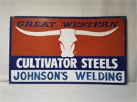 Original Great West Cultivator Steels Metal Sign