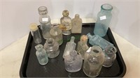 Tray lot of vintage bottles - medicine bottles,