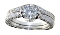 14K White Gold 1.31 ct Round Diamond Bridal Set