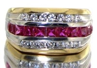 10kt Gold Gent's Ruby & White Topaz Ring
