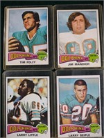 (4) 1975 Topps Miami Dolphins Football Cards
