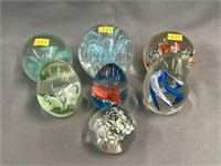 (7) Unsigned Art Glass Paperweights