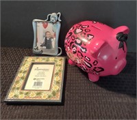 Piggy Bank/Picture Frame/Daisy Frame - 3-pc Lot