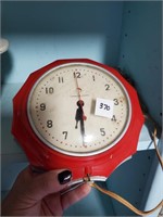 General Electric Red Plastic Vtg. Kitchen Clock