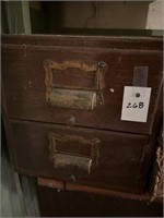 Vintage wooden 2 drawer filing cabinet