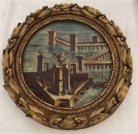 Round Greek Waterfront Depiction Made on Resin
