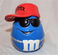 Blue M&M Player Small Cookie Jar