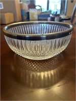 Glassware bowl with a metal ring