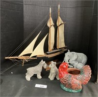 Wooden Sailboat Model, Animal Figures/Decor.