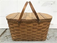 Vintage rustic wood picnic basket