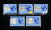 5- 1998 American Silver Eagle dollars,