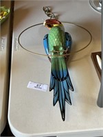 Hanging Ceramic Painted Parrot on Perch