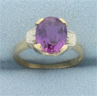 Antique 3ct Purple Sapphire Ring in 14k Yellow Gol