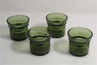 4 MCM DANSK QUISTGAARD GREEN GLASS CANDLE HOLDE