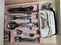 MISC FLATWARE SERVING PIECES IN DRAWERS