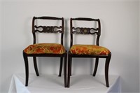 PAIR OF UPHOLSTERED ANTIQUE DINING CHAIRS