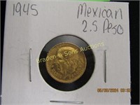 MEXICAN 1945 2.5 PESO GOLD COIN