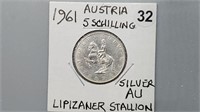 1961 Silver Austria Five Schilling gn4032